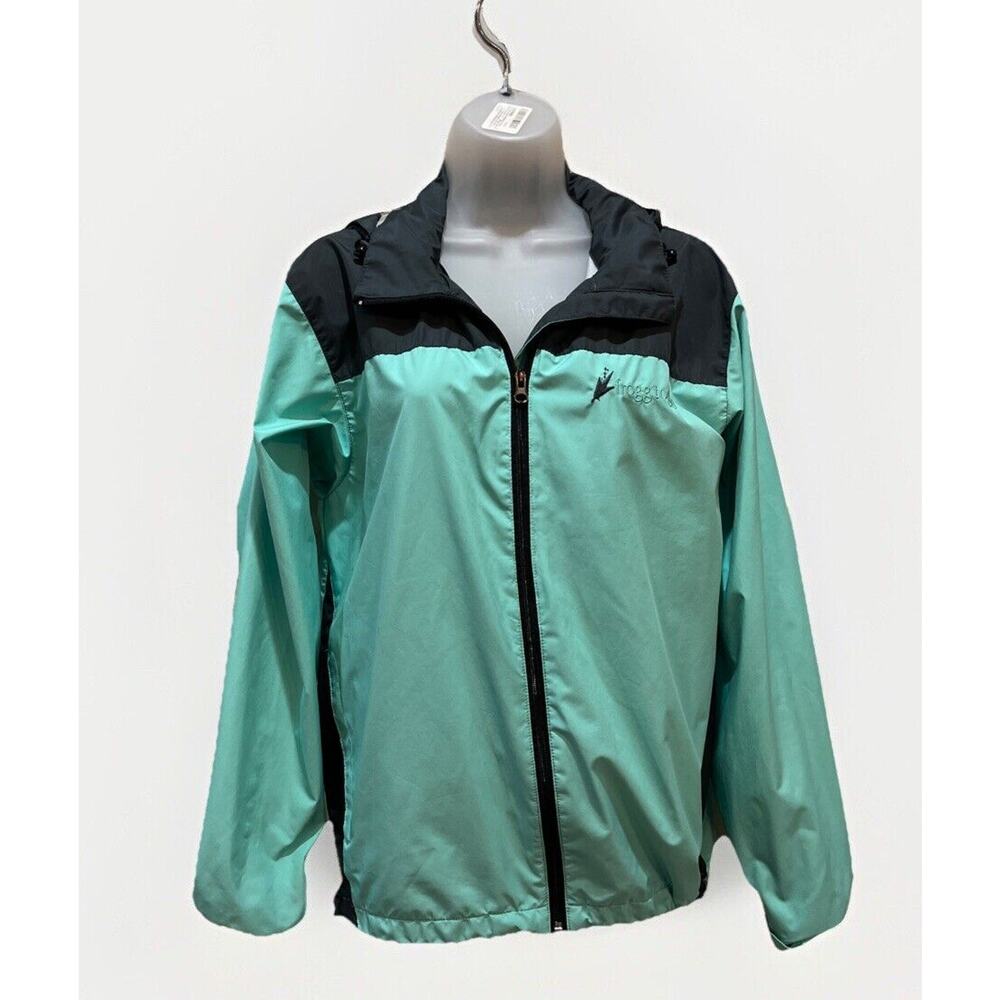 Frog Toggs Windbreaker Rain Jacket Size S Men's M, Women's Two Tone Mint Black